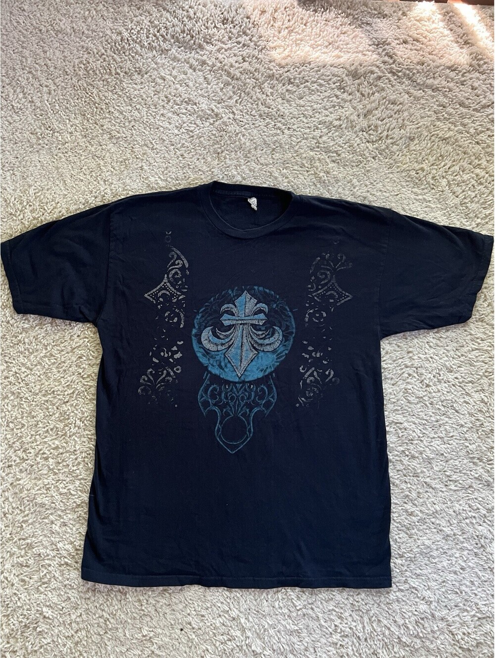 Y2K, gothic, grunge, Affliction style, tattoo tee Size Large Navy Blue